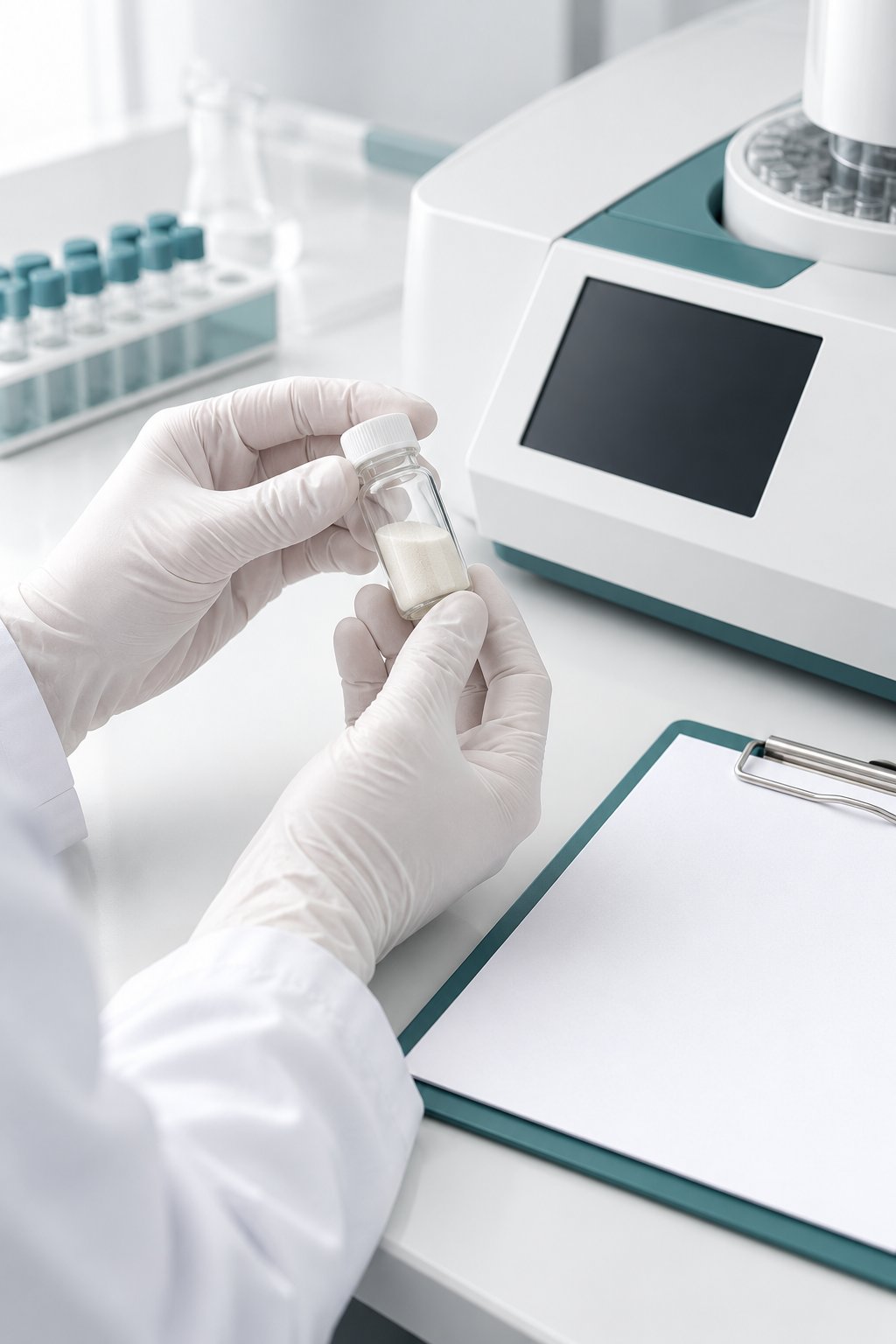 Quality control of a powder sample in the laboratory